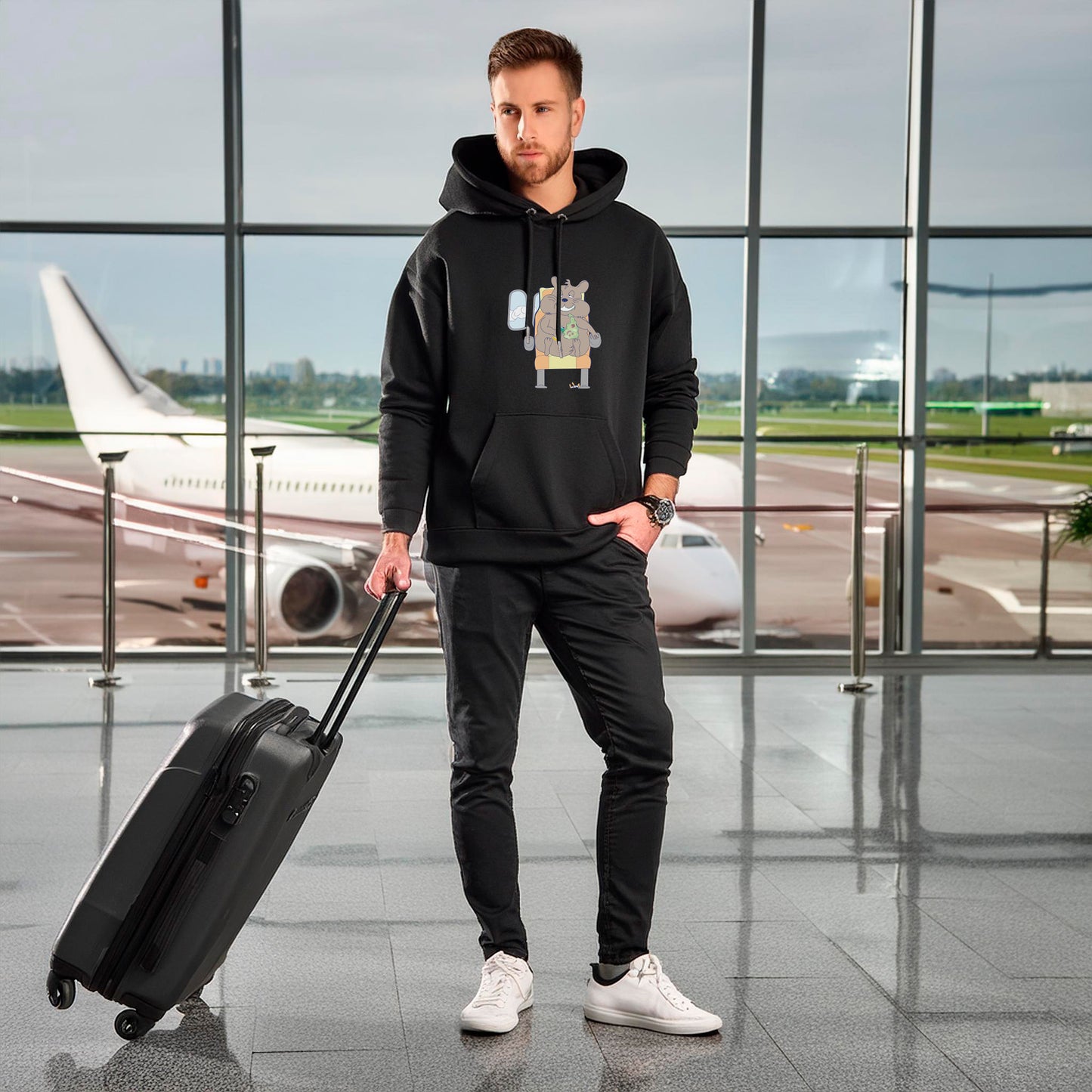 Hoodie Airplane (schwarz)